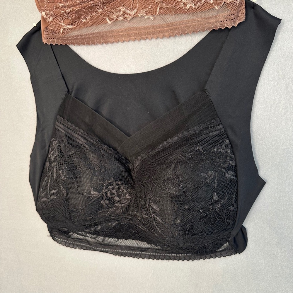 Lot of 2/Lace Bralette Tank Top Wireless Sleep Bra Comfort Lounge Bra Top - Picture 3 of 16